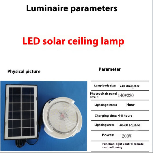 Lámpara Solar de Techo para Pasillos e Interiores - Image 5