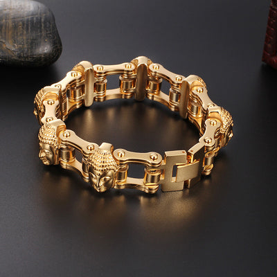 Pulsera Cadena de Bicicleta Titanio Dorado Buda para Hombre - Image 4