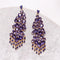 Special Shaped Zirconium Banquet Estilo Earrings Plateado Post Morado