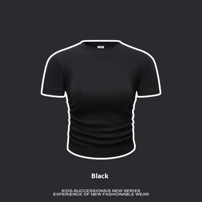 Blusa Escolar Niña Cintura Plisada Manga Corta Color Sólido - Image 2