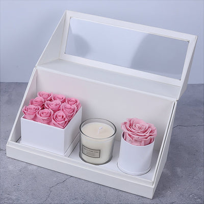 Set de Velas Aromáticas con Flores Preservadas - Caja de Regalo Premium