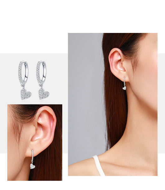 Aretes de Plata 925 con Diamantes en Forma de Corazón - Image 10