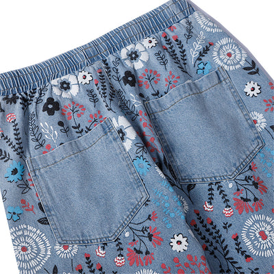 Jeans Estampados con Diseño Floral Doodle para Hombre - Image 10