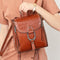 Mochila de Cuero Genuino para Mujer - Estilo Coreano con Hebilla y Acabado Encerado