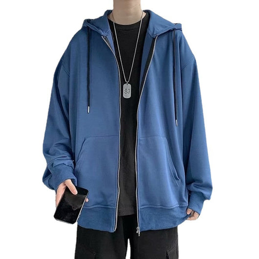 Cardigan Hoodie Hombre Suelto Color Liso Casual - Image 8