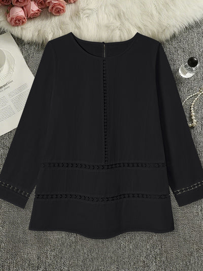Blusa Semitransparente con Cuello Redondo y Detalles Calados - Image 19