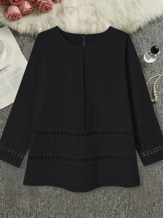 Blusa Semitransparente con Cuello Redondo y Detalles Calados - Image 19