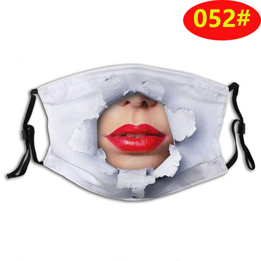 Novelty face mask with a realistic print of a smiling man's lower face and a prominent brown mustache. - Image 8