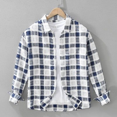 Camisa de Cuadros Japonesa Manga Larga para Hombre - Image 6