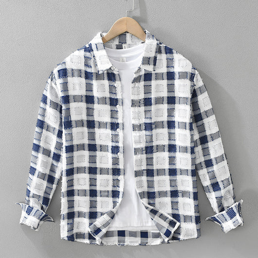 Camisa de Cuadros Japonesa Manga Larga para Hombre - Image 6