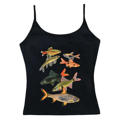 Chaleco Estampado Peces Dorados Cuello Cuadrado Ajustado Sexy - Image 18