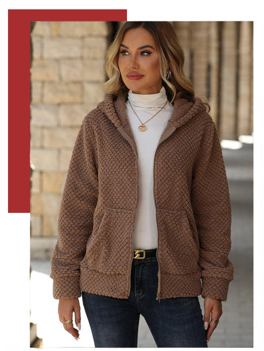 Chaqueta Hoodie Acolchada Suelta con Bolsillos y Cierre para Otoño e Invierno - Image 10
