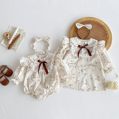 Vestido Romper para Bebé Niña con Mangas Volantes y Encaje - Image 9