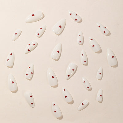 Pegatinas de Uñas Removibles Blanco Lechoso con Acabado Rojo - Diseño Elegante sin Daño - Image 9
