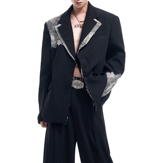 Blazer de Hombre con Pespunte de Encaje