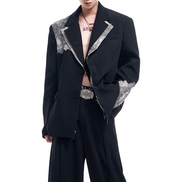 Blazer de Hombre con Pespunte de Encaje