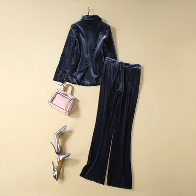 Traje de Negocios Terciopelo Dorado - Chaqueta y Pantalón Premium - Image 5