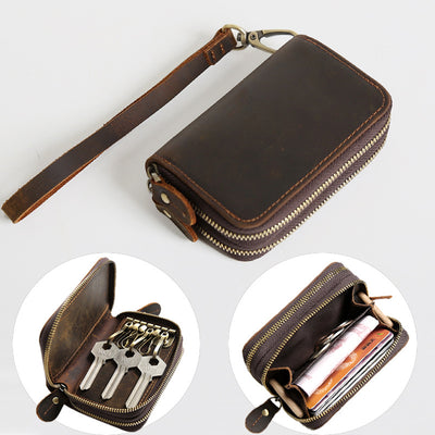 Bolso Retro de Cuero para Llaves con Diseño Vintage