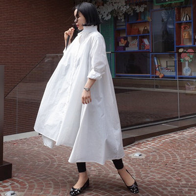 Vestido Camisa Casual Blanco y Negro con Diseño Irregular - Image 7