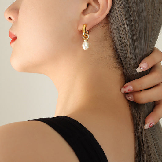 Aretes de Perla Barroca en C con Diseño Personalizado Europeo - Image 5
