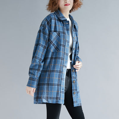 Camisa Acolchada de Cuadros Salvaje Talla Grande para Mujer - Image 5