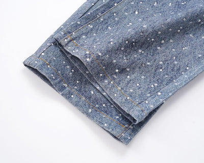 Jeans Holgados Estampado Diamante Efecto Vintage Apilados - Image 16
