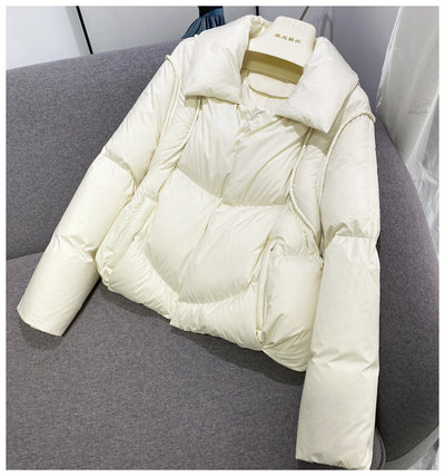 Chaqueta Corta de Plumón de Pato Blanco Premium - Image 12