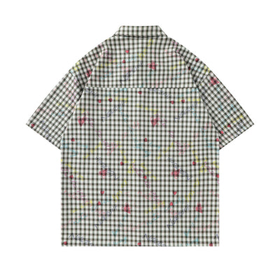 Camisa Suelta a Cuadros Manga Corta para Hombre - Image 2