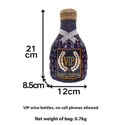 Bolso de Cena Elegante con Diseño de Botella de Champagne y Mano de Diamantes - Image 17