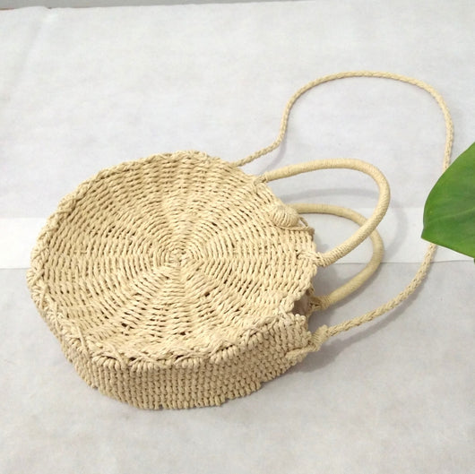 Bolso Tejido de Rafia Redondo - Bolsa de Playa Artesanal para Mujer - Image 9