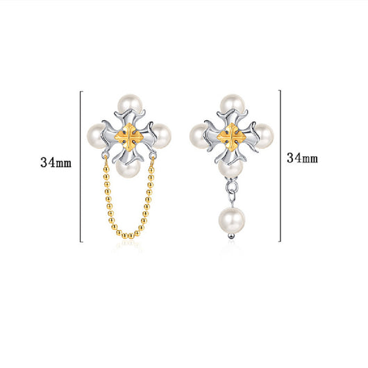 Aretes de Plata 925 con Perla Grande Estilo Retro para Mujer - Image 7