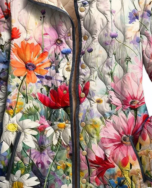 Abrigo de Algodón con Estampado Digital y Pliegues Estratégicos para Mujer - Image 6