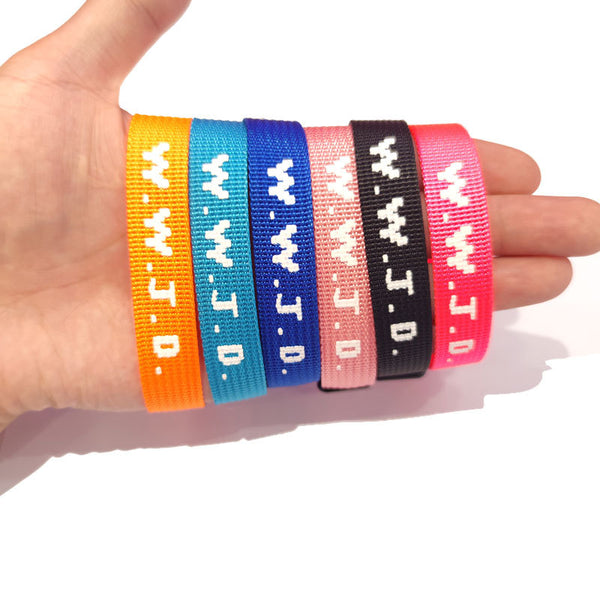 Pulsera Ajustable con Cinta Jacquard Estampada WWJD Unisex