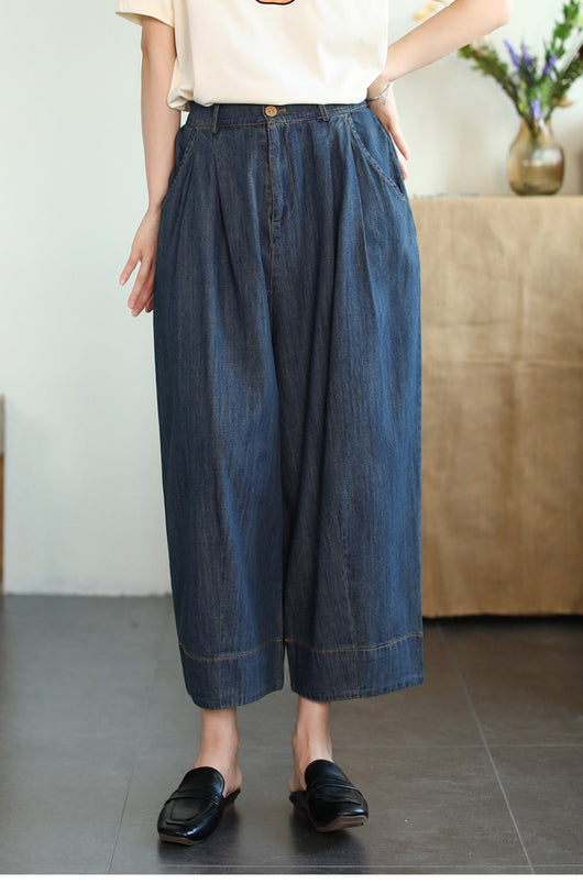 Pantalón Cropped Ancho de Tencel y Algodón para Tallas Grandes - Image 14