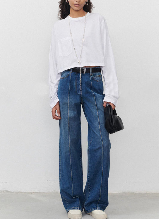 Jeans Mujer Corte Recto con Costuras Tridimensionales - Image 17