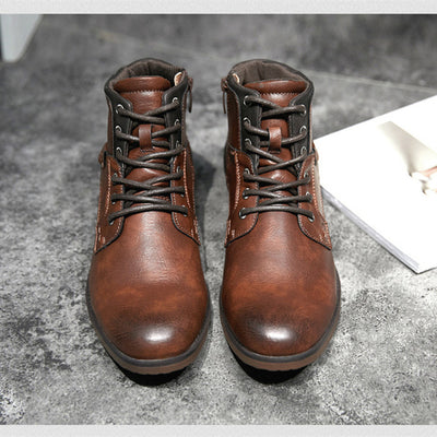 Botas Militares de Cuero para Hombre - Estilo Martin Retro con Cordones - Image 13