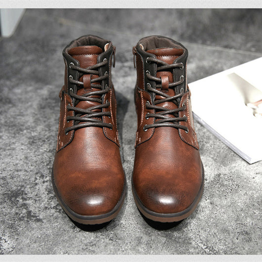 Botas Militares de Cuero para Hombre - Estilo Martin Retro con Cordones - Image 13