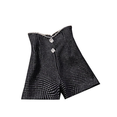 Shorts de Cintura Alta con Perlas Irregulares y Pierna Ancha - Image 5