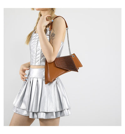 Cartera Cuadrada de Cuero Brillante con Patrón de Piedra para Mujer - Image 21