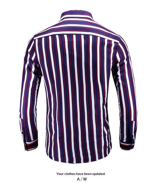 Camisa Manga Larga a Rayas Estilo Coreano para Hombres Jóvenes - Image 11