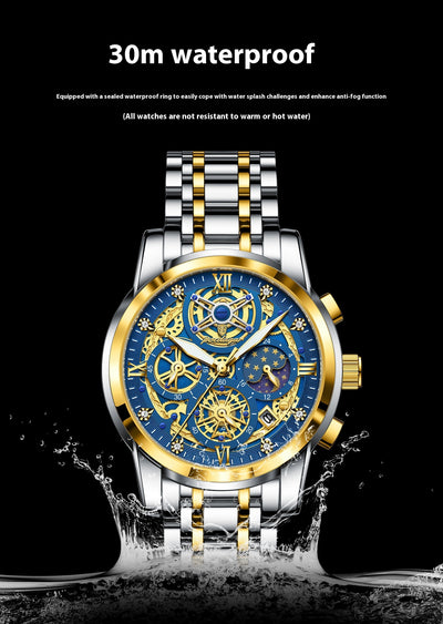 Reloj de Lujo Resistente al Agua con Diseño Calado y Esfera Extragrande - Image 14