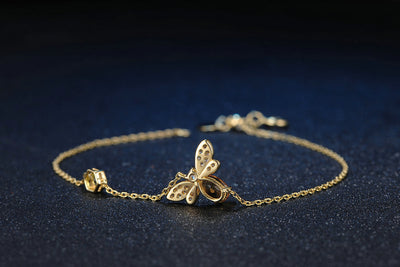 Pulsera de Citrino Natural con Peridoto e Incrustaciones de Abeja - Image 2