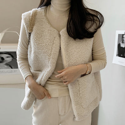 Chaleco Chaqueta de Lana de Cordero para Mujer - Image 5