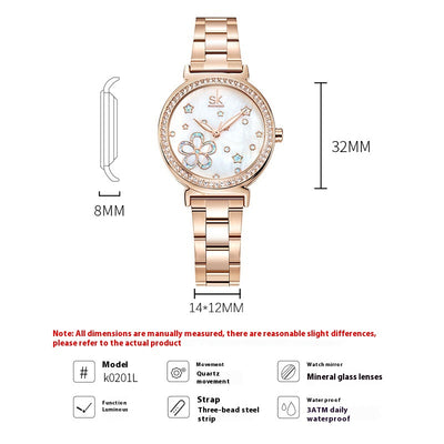 Reloj de Cuarzo para Mujer con Correa de Acero y Diamantes - Image 3