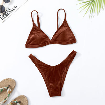 Bikini Enterizo de Color Liso con Abertura Lateral - Image 21