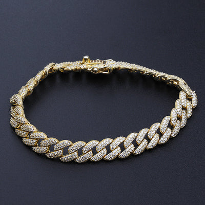 Pulsera de Plata Hip Hop con Diamantes y Circonia Cúbica Estilo Cubano
