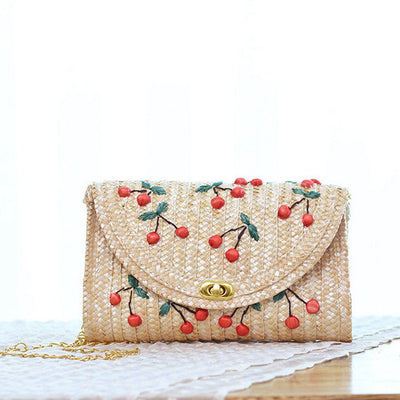 Bolsa Tejida de Paja con Bordado Artesanal para Frutas - Image 8