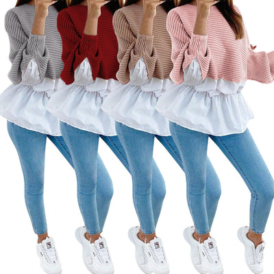 Blusa Elegante con Combinación de Colores en la Cintura y Mangas Largas - Image 7