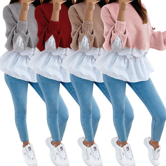 Blusa Elegante con Combinación de Colores en la Cintura y Mangas Largas - Image 7
