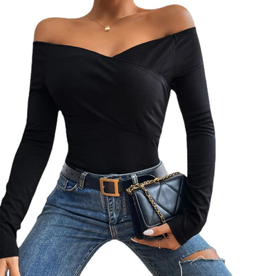 Blusa Elegante Fuera del Hombro Ajustada de Manga Larga - Image 5